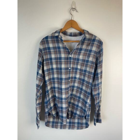 OFFICINE GENERALE Lipp Plaid Flannel Button-Up Men's Shirt Size Small - Picture 4 of 6